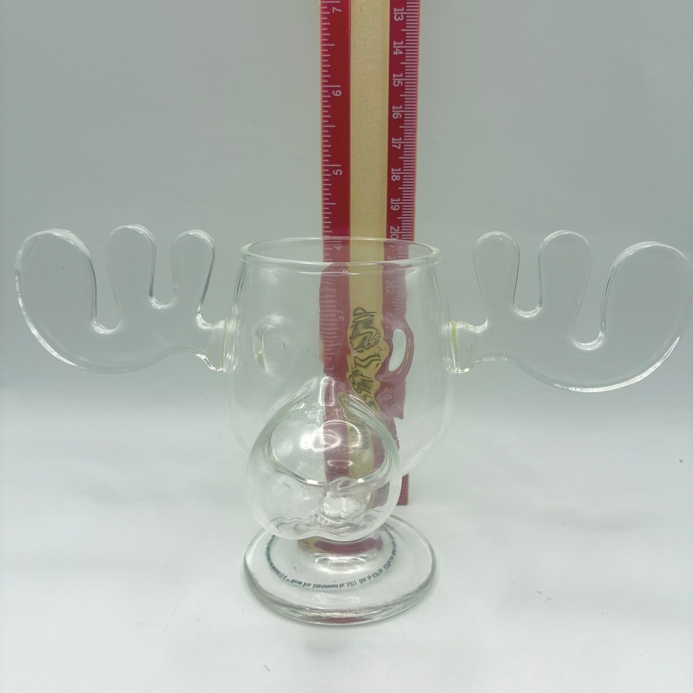 National Lampoon's Christmas Vacation Moose Mug 4" Tall Clear Glass Eggnog Cup - Picture 6 of 6